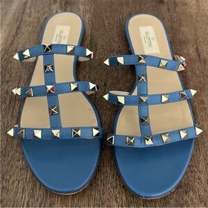 Valentino Garavani Blue Studded Sandals size 38